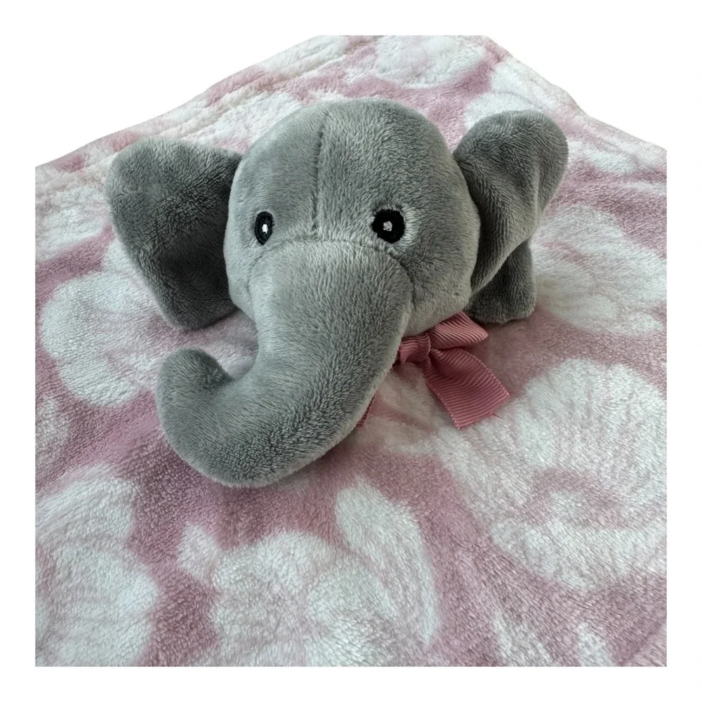 Lila & Jack Elephant Lovey Security Blanket Pink Floral Plush Comforter One Size